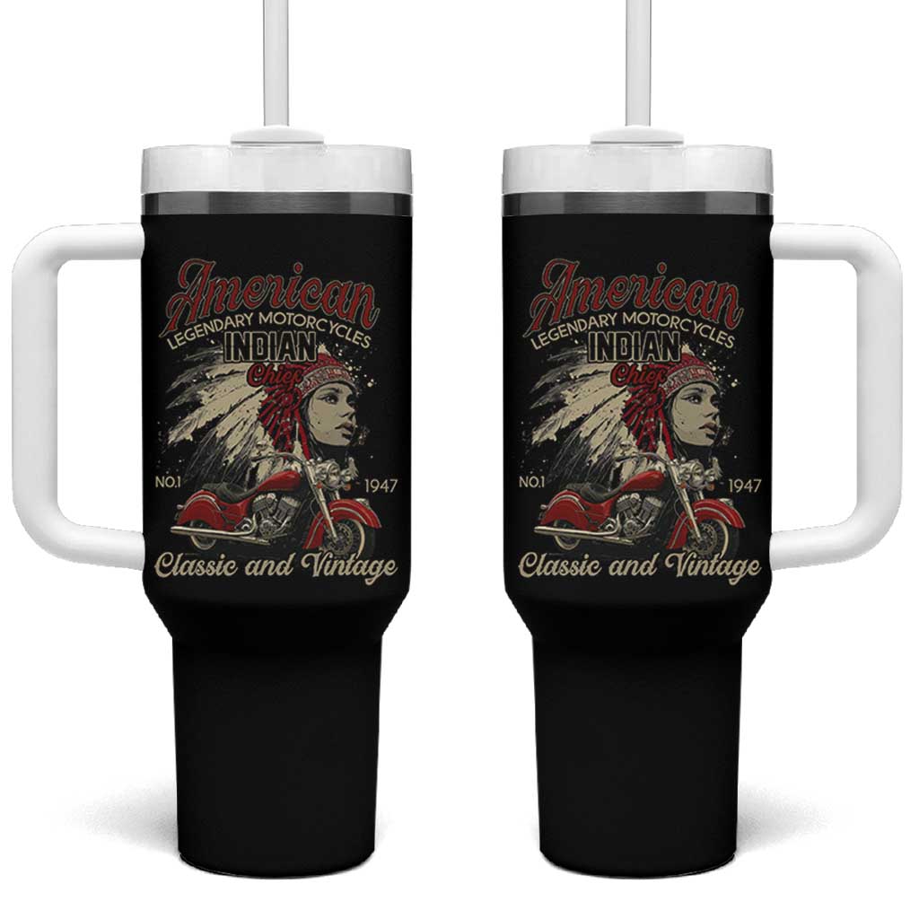 American Legendary Motorcycle Indian Chief Tumbler With Handle Classic And Vintage Bikers - Wonder Print Shop