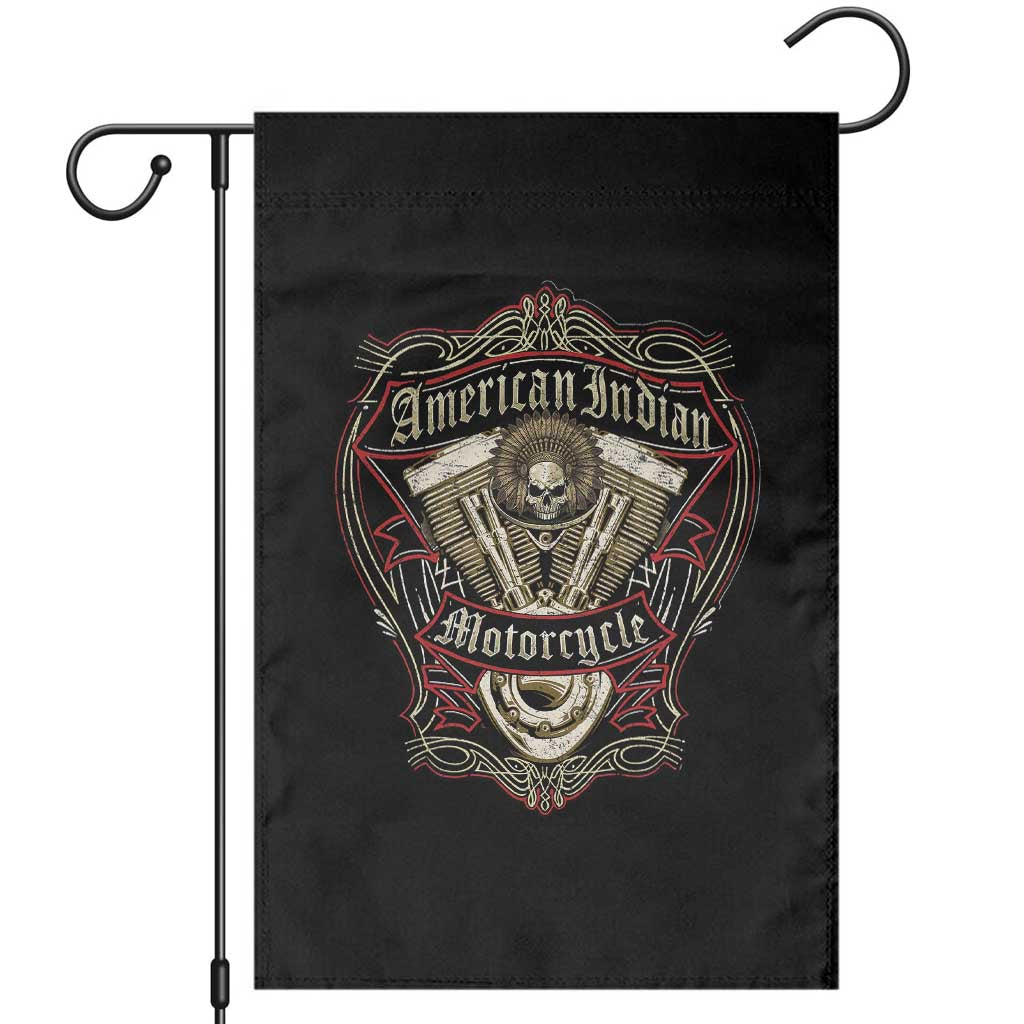 American Indian Skull Motorcycle Vintage Motorbike Engine Garden Flag - Wonder Print Shop
