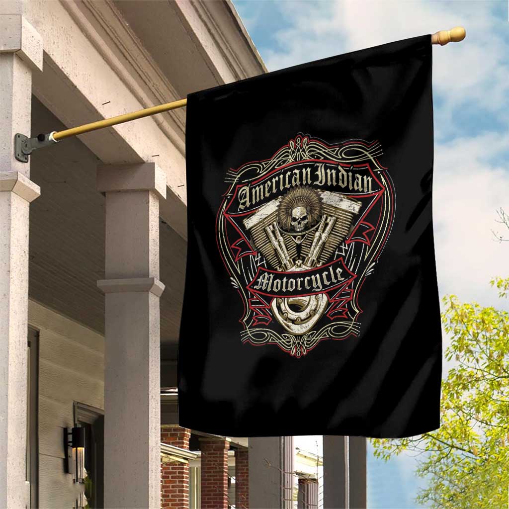 American Indian Skull Motorcycle Vintage Motorbike Engine Garden Flag - Wonder Print Shop
