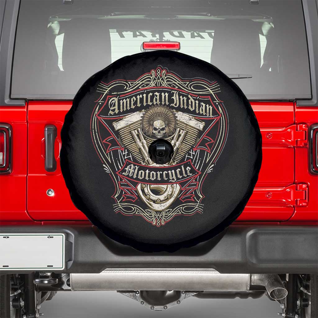 American Indian Skull Motorcycle Vintage Motorbike Engine Spare Tire Cover - Wonder Print Shop