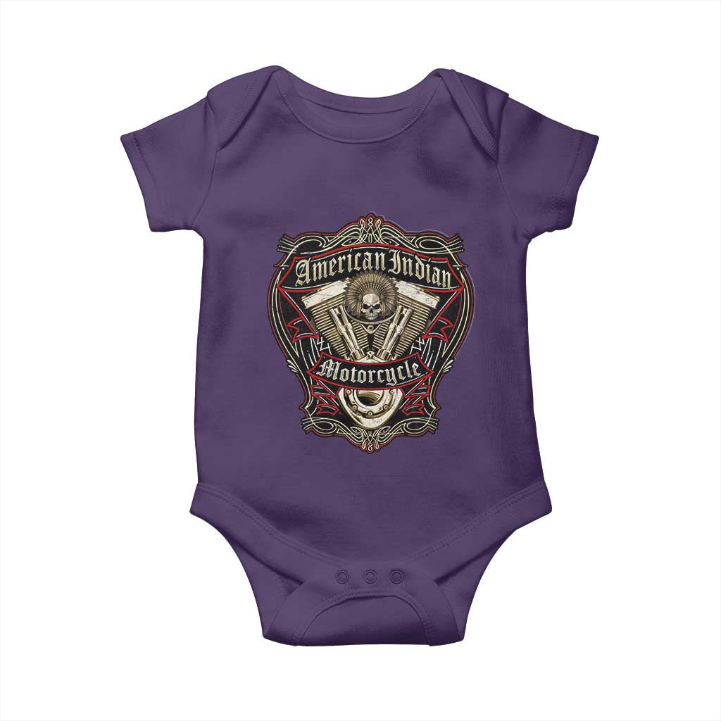 American Indian Skull Motorcycle Vintage Motorbike Engine Baby Onesie - Wonder Print Shop