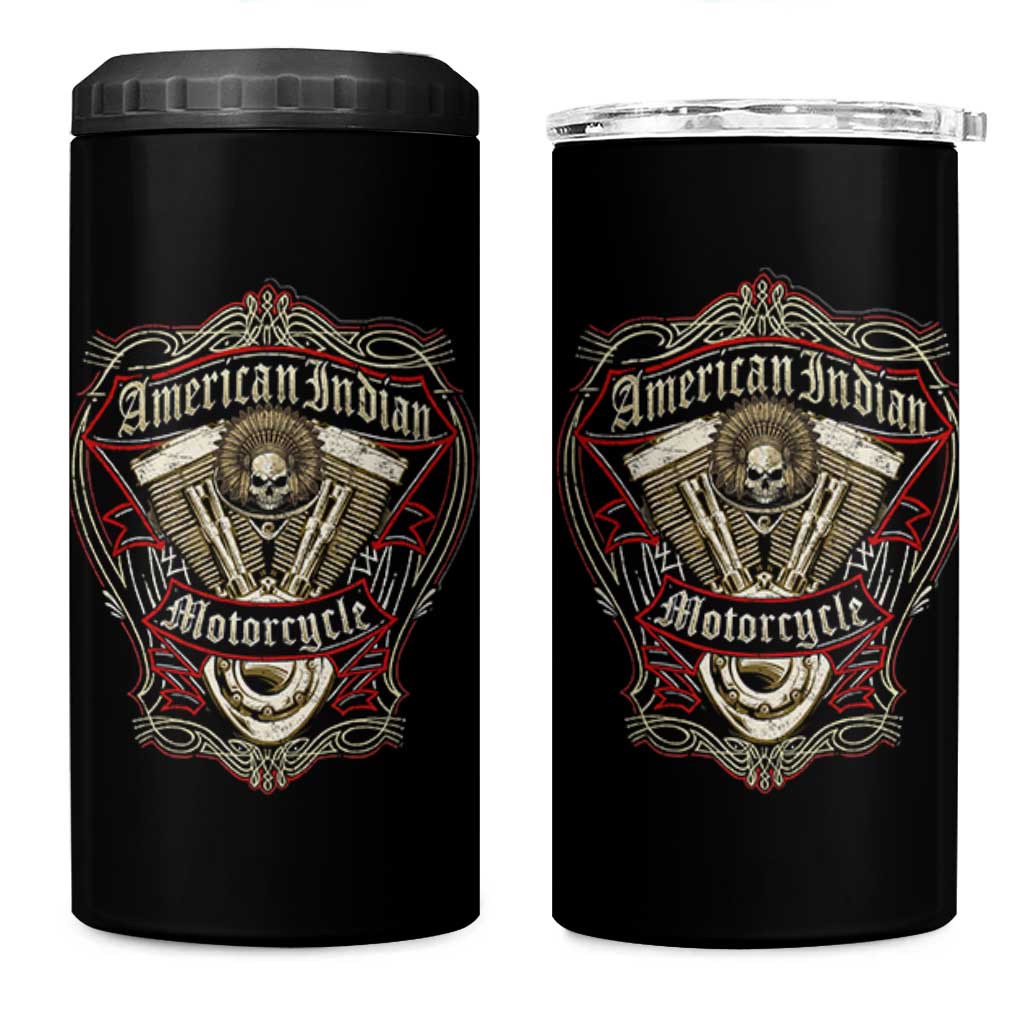 American Indian Skull Motorcycle Vintage Motorbike Engine 4 in 1 Can Cooler Tumbler - Wonder Print Shop