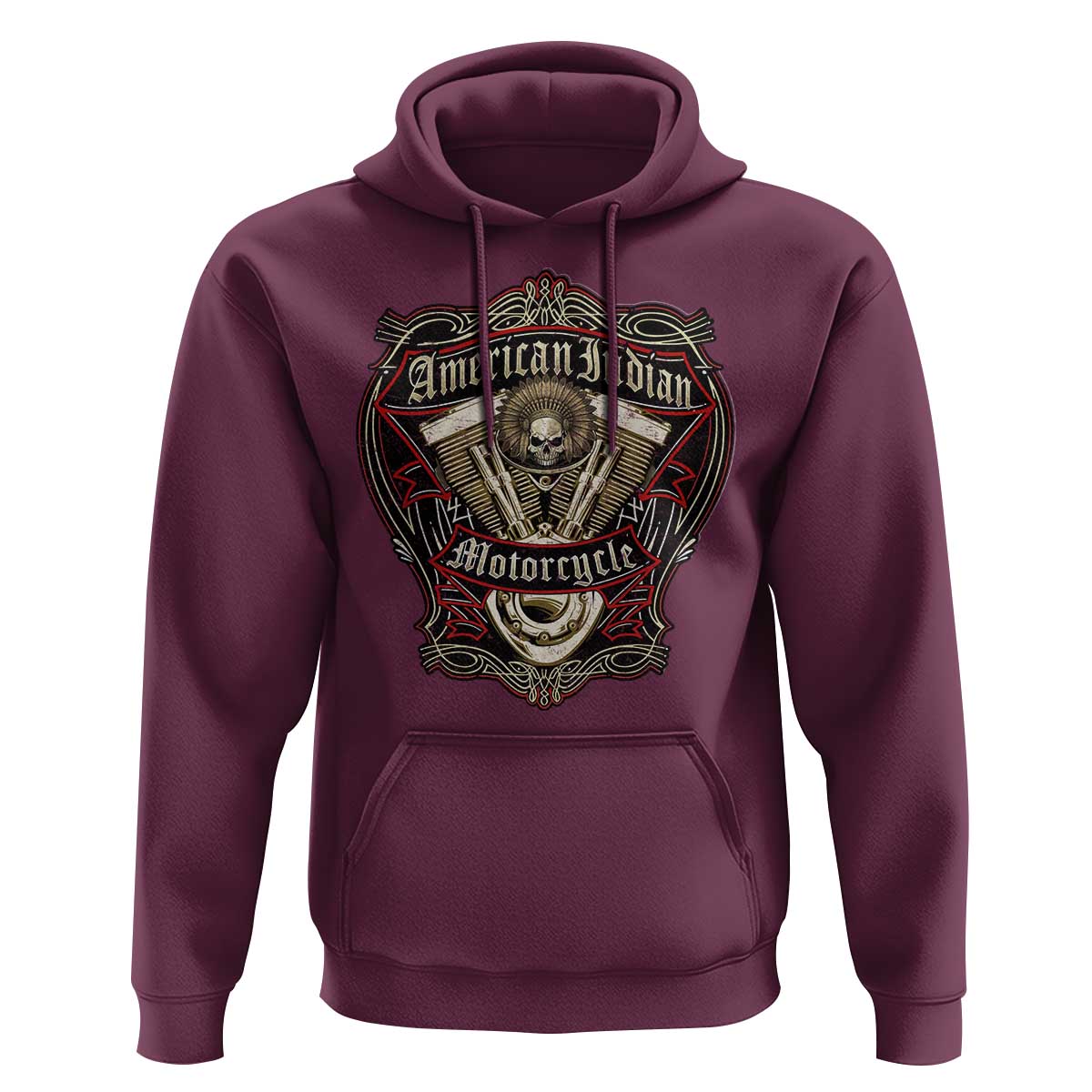 American Indian Skull Motorcycle Vintage Motorbike Engine Hoodie - Wonder Print Shop