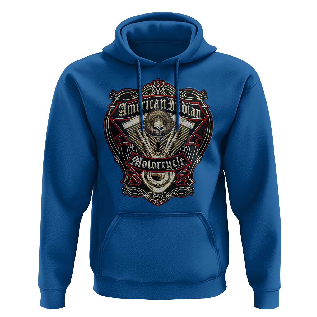 American Indian Skull Motorcycle Vintage Motorbike Engine Hoodie - Wonder Print Shop