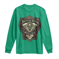 American Indian Skull Motorcycle Vintage Motorbike Engine Long Sleeve Shirt - Wonder Print Shop