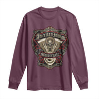 American Indian Skull Motorcycle Vintage Motorbike Engine Long Sleeve Shirt - Wonder Print Shop