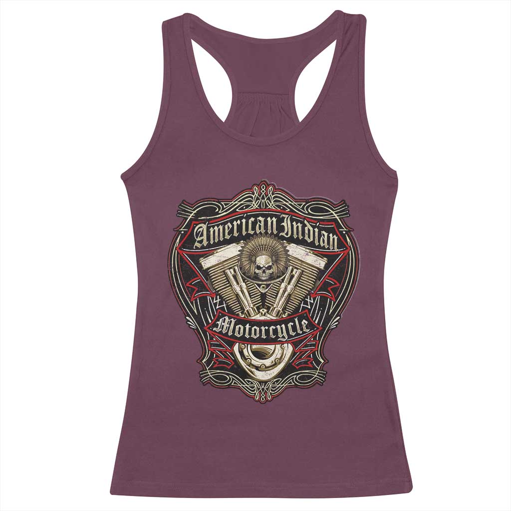 American Indian Skull Motorcycle Vintage Motorbike Engine Racerback Tank Top - Wonder Print Shop
