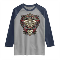 American Indian Skull Motorcycle Vintage Motorbike Engine Raglan Shirt - Wonder Print Shop