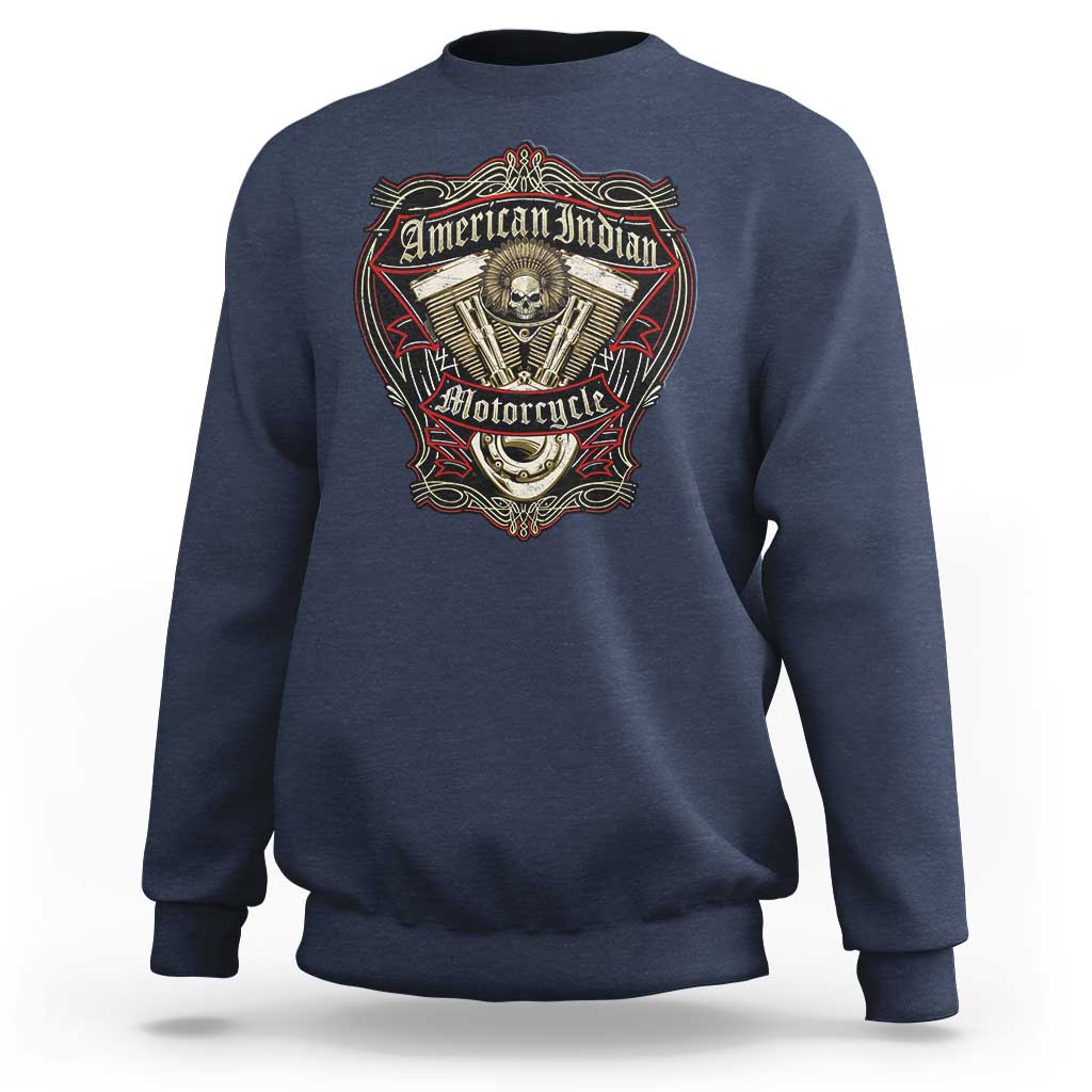 American Indian Skull Motorcycle Vintage Motorbike Engine Sweatshirt - Wonder Print Shop