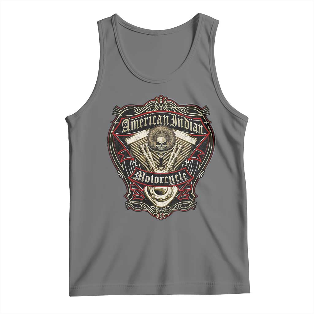 American Indian Skull Motorcycle Vintage Motorbike Engine Tank Top - Wonder Print Shop