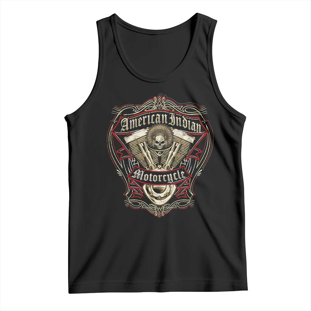 American Indian Skull Motorcycle Vintage Motorbike Engine Tank Top - Wonder Print Shop