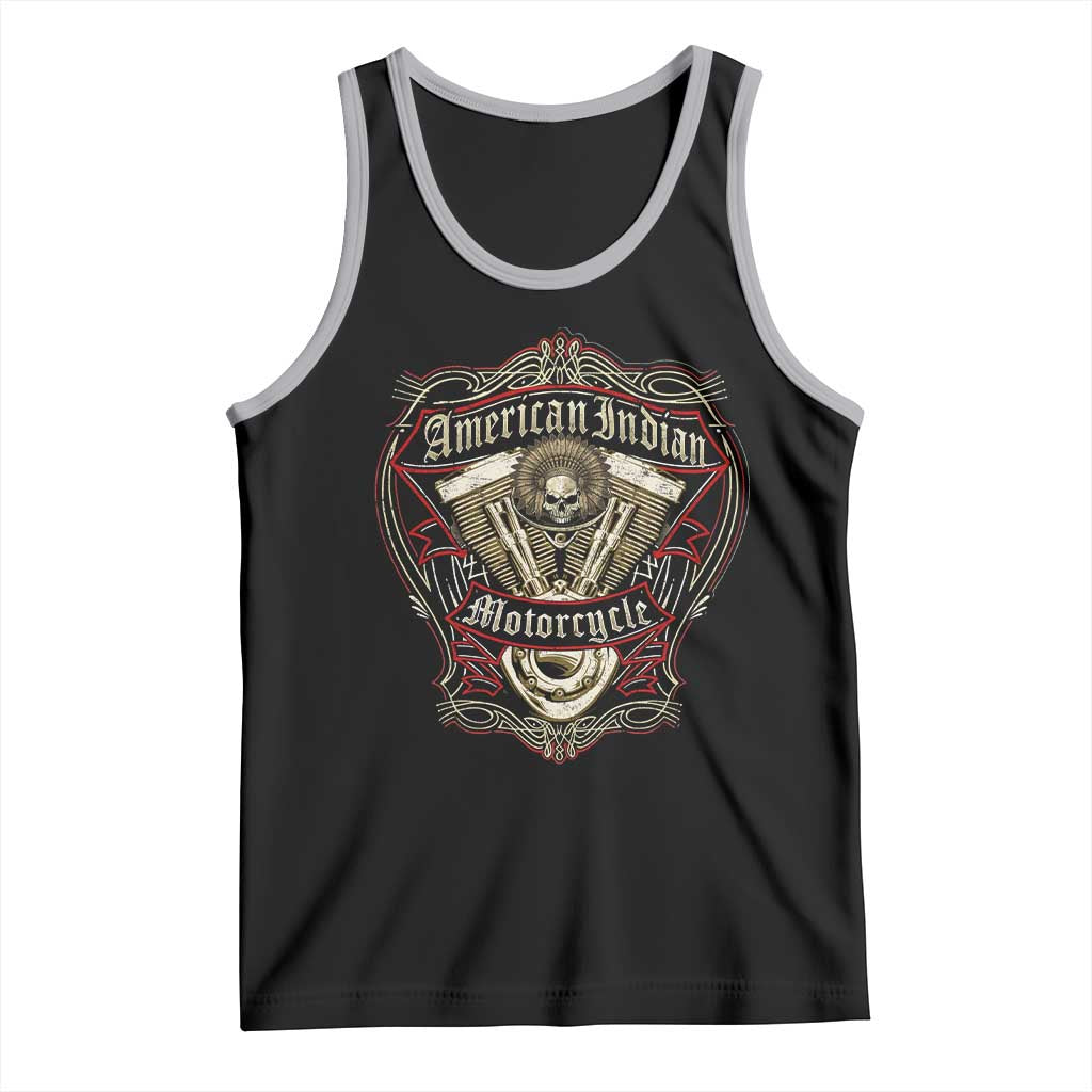 American Indian Skull Motorcycle Vintage Motorbike Engine Tank Top - Wonder Print Shop