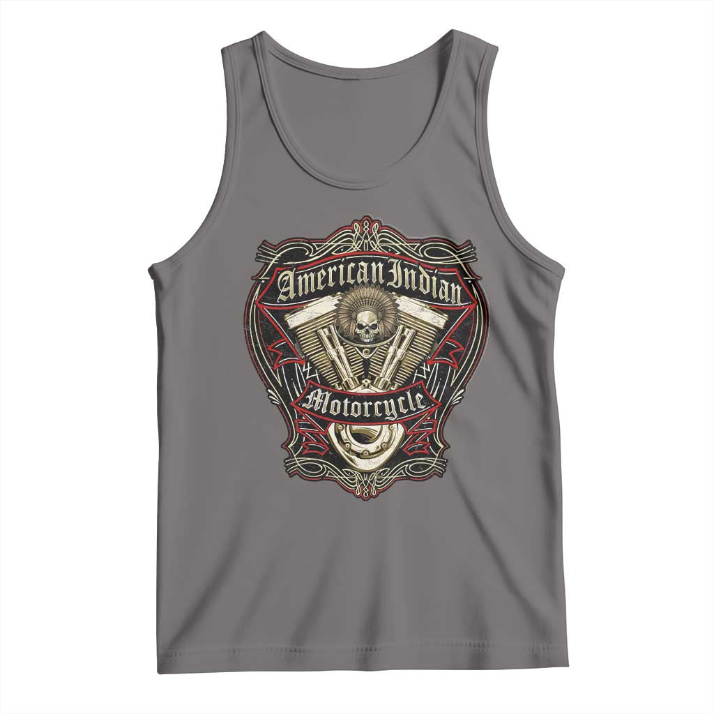 American Indian Skull Motorcycle Vintage Motorbike Engine Tank Top - Wonder Print Shop
