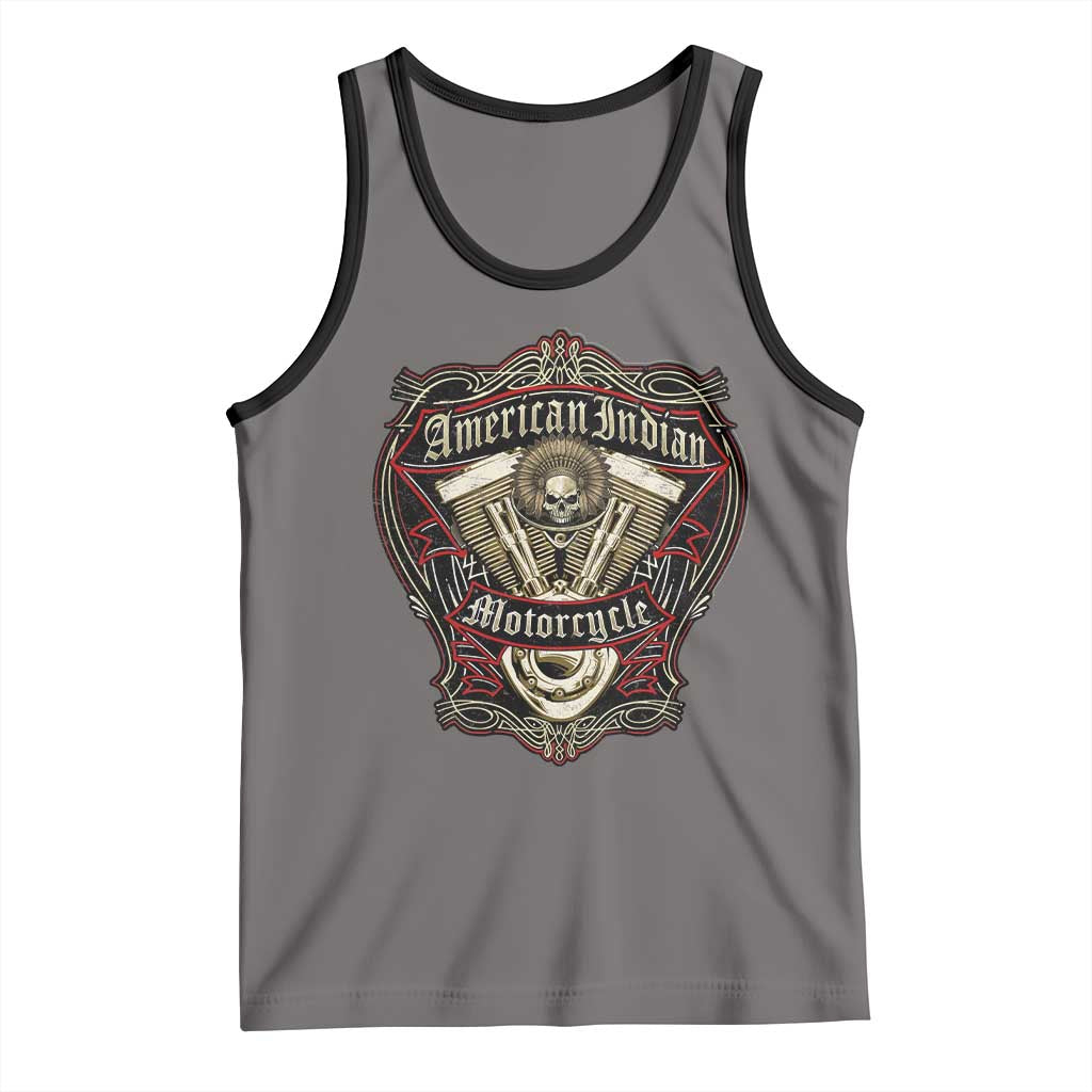 American Indian Skull Motorcycle Vintage Motorbike Engine Tank Top - Wonder Print Shop