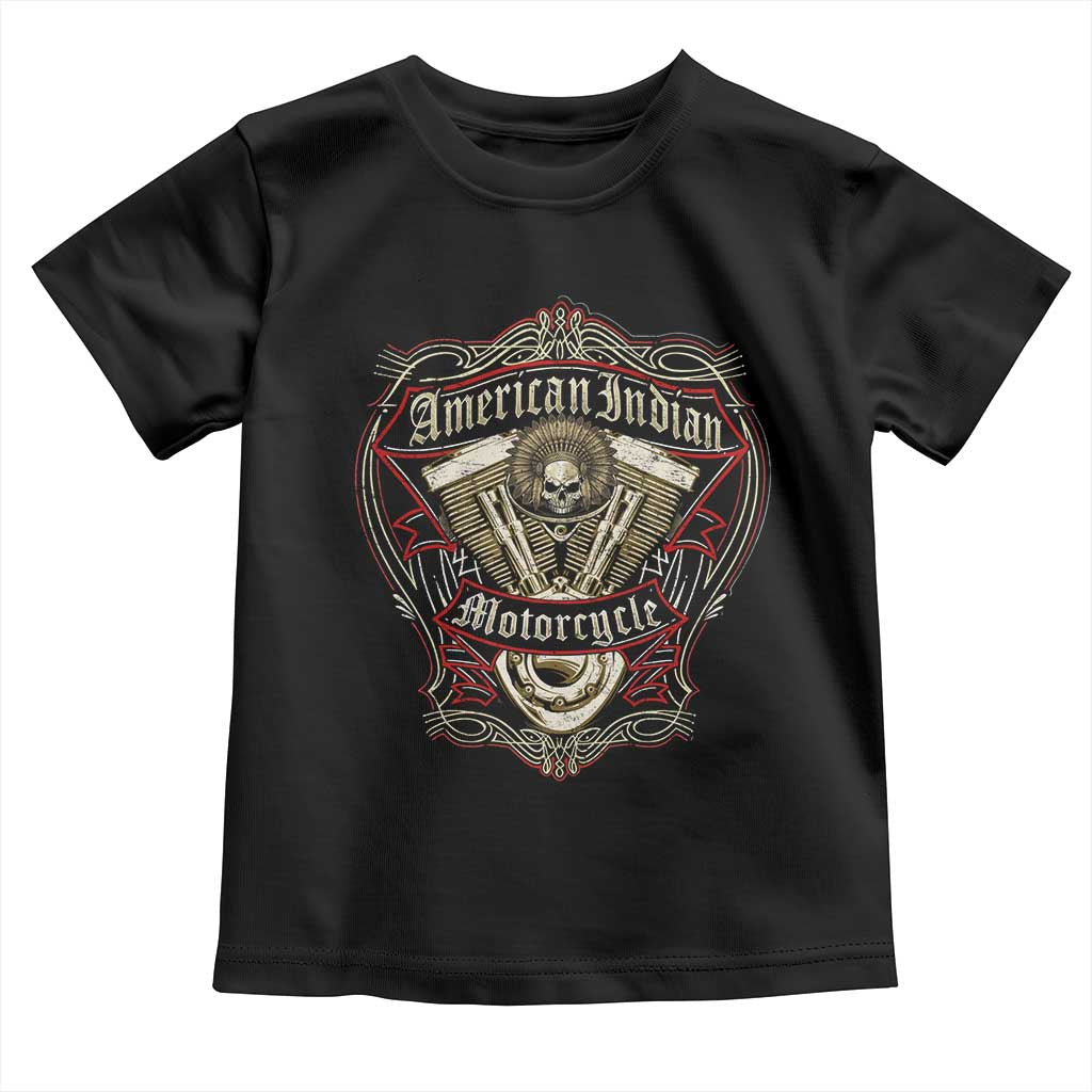 American Indian Skull Motorcycle Vintage Motorbike Engine Toddler T Shirt - Wonder Print Shop