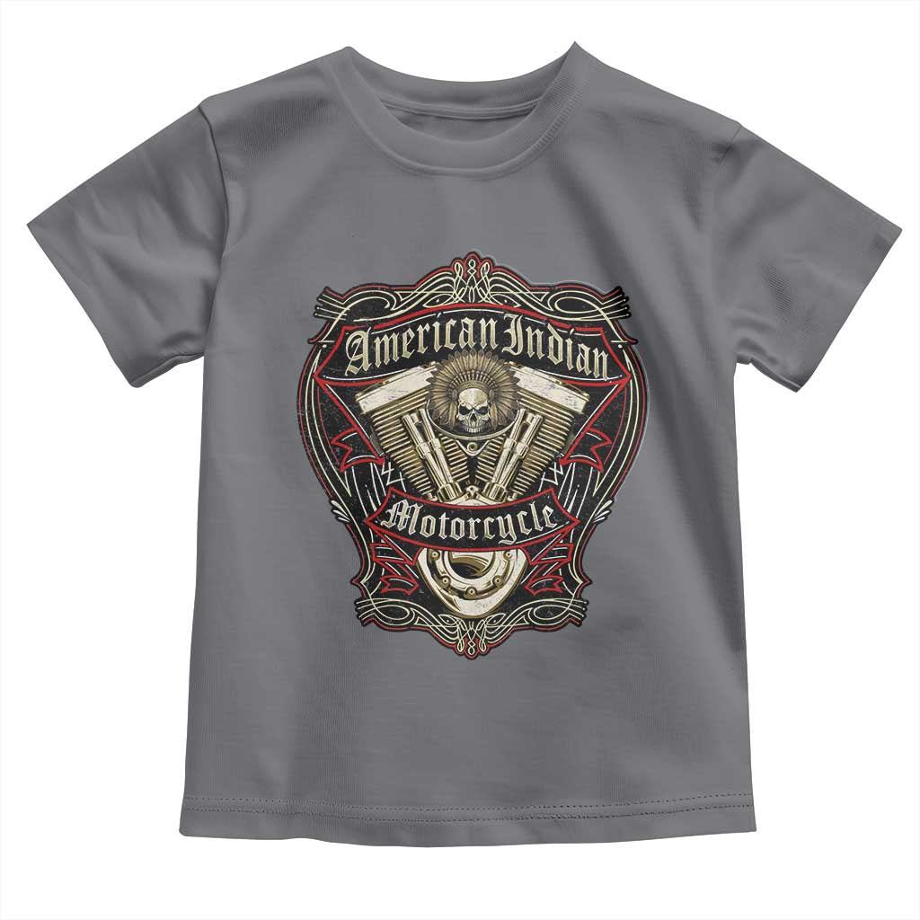 American Indian Skull Motorcycle Vintage Motorbike Engine Toddler T Shirt - Wonder Print Shop