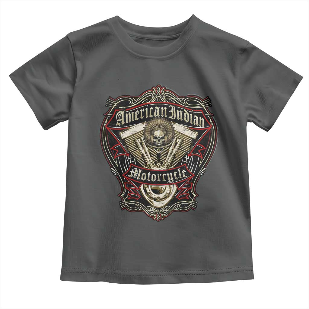 American Indian Skull Motorcycle Vintage Motorbike Engine Toddler T Shirt - Wonder Print Shop