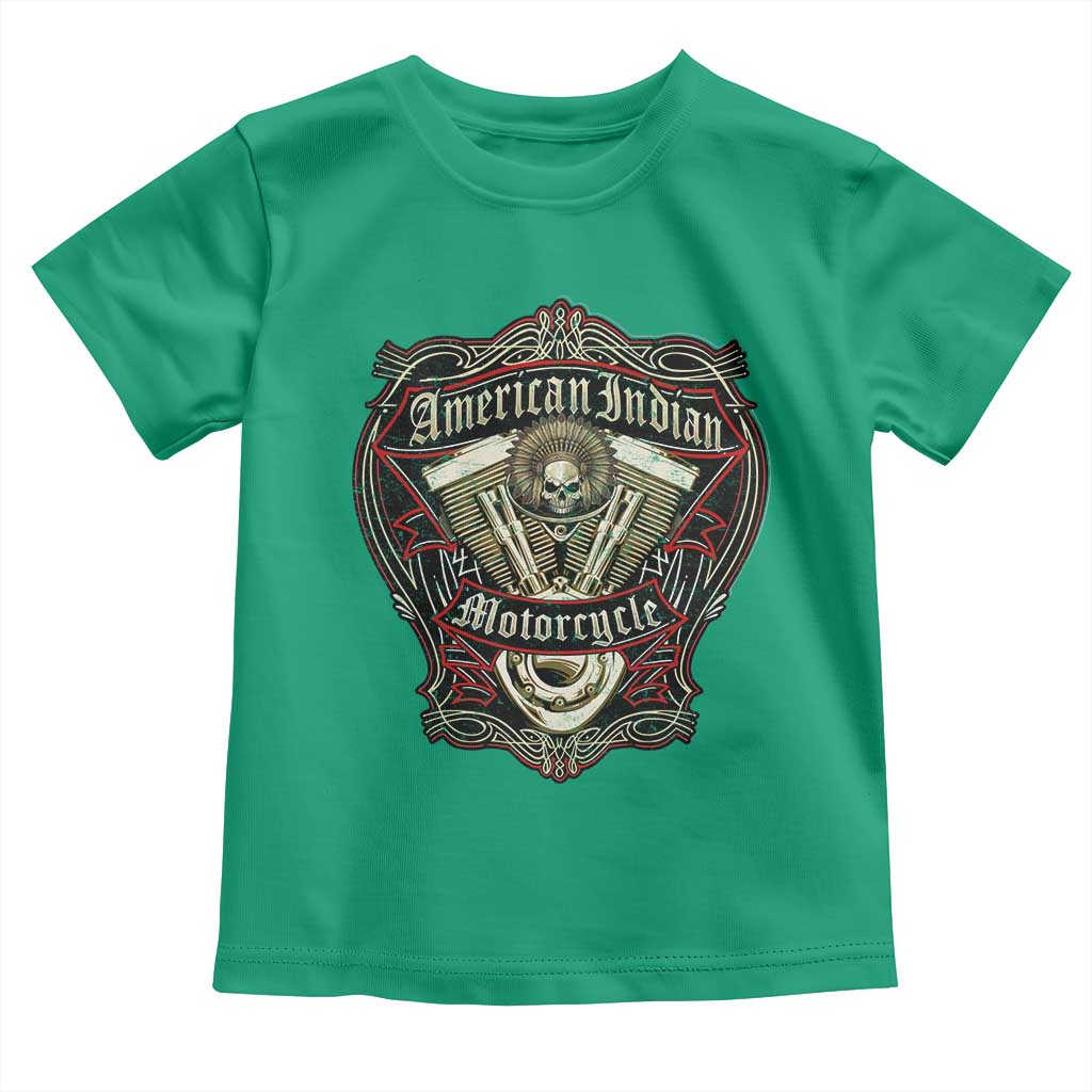 American Indian Skull Motorcycle Vintage Motorbike Engine Toddler T Shirt - Wonder Print Shop