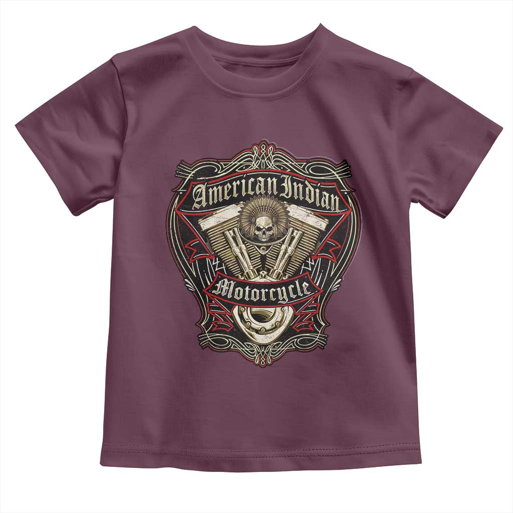 American Indian Skull Motorcycle Vintage Motorbike Engine Toddler T Shirt - Wonder Print Shop