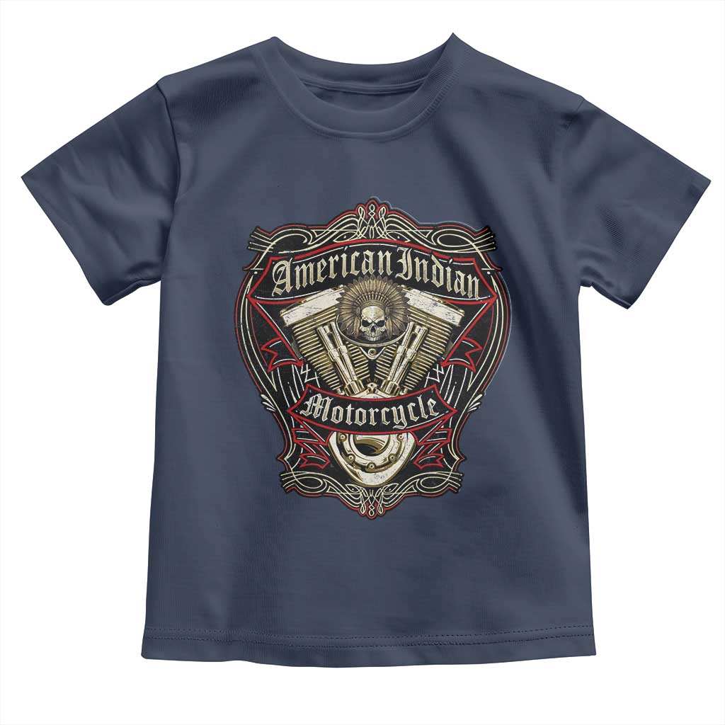 American Indian Skull Motorcycle Vintage Motorbike Engine Toddler T Shirt - Wonder Print Shop