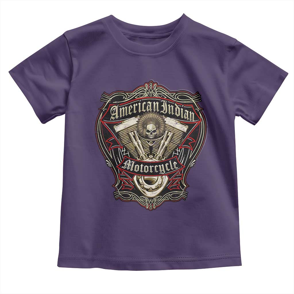 American Indian Skull Motorcycle Vintage Motorbike Engine Toddler T Shirt - Wonder Print Shop