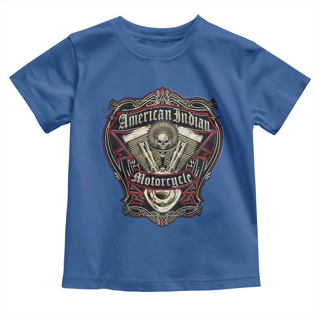 American Indian Skull Motorcycle Vintage Motorbike Engine Toddler T Shirt - Wonder Print Shop