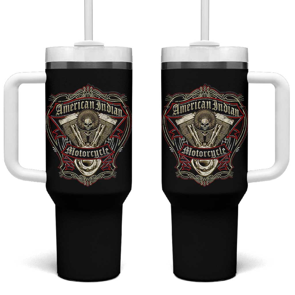 American Indian Skull Motorcycle Vintage Motorbike Engine Tumbler With Handle - Wonder Print Shop