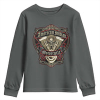 American Indian Skull Motorcycle Vintage Motorbike Engine Youth Sweatshirt - Wonder Print Shop