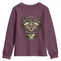 American Indian Skull Motorcycle Vintage Motorbike Engine Youth Sweatshirt - Wonder Print Shop