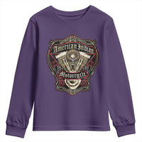 American Indian Skull Motorcycle Vintage Motorbike Engine Youth Sweatshirt - Wonder Print Shop