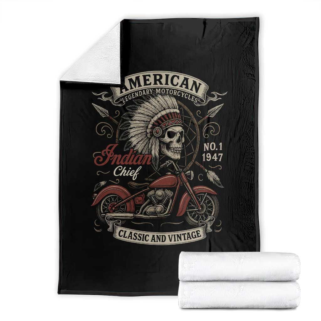 American Legendary Motorcycle Indian Chief Throw Blanket No 1 Classic And Vintage Skull - Wonder Print Shop