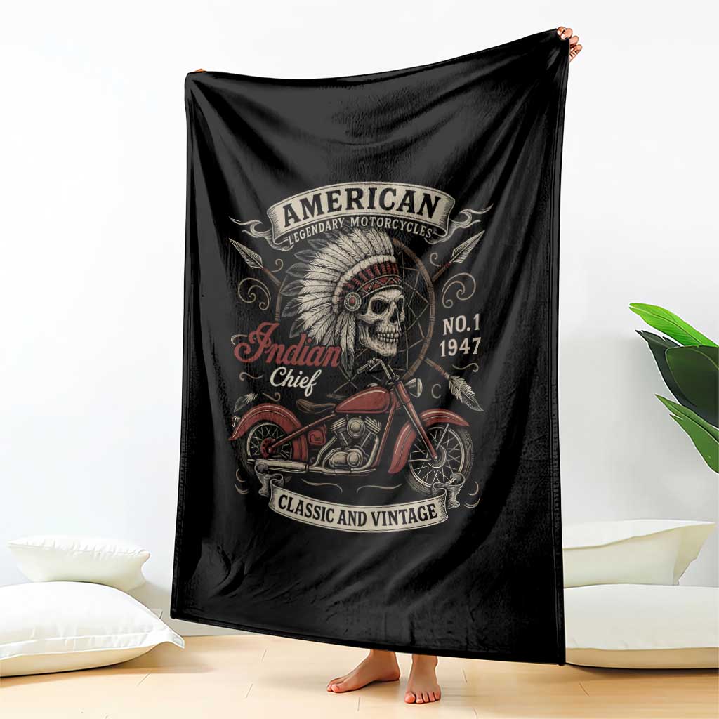 American Legendary Motorcycle Indian Chief Throw Blanket No 1 Classic And Vintage Skull - Wonder Print Shop