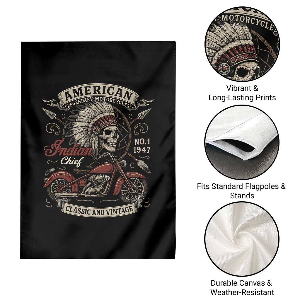 American Legendary Motorcycle Indian Chief Garden Flag No 1 Classic And Vintage Skull - Wonder Print Shop