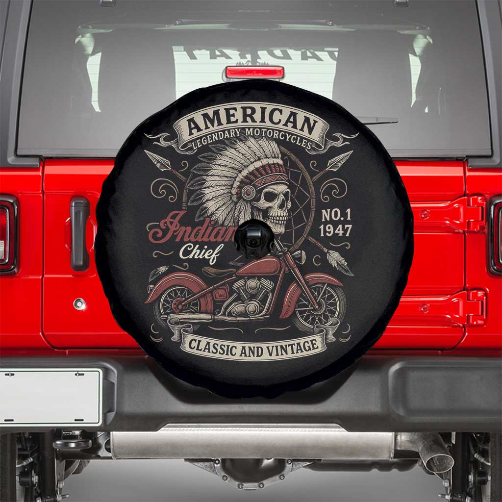 American Legendary Motorcycle Indian Chief Spare Tire Cover No 1 Classic And Vintage Skull - Wonder Print Shop