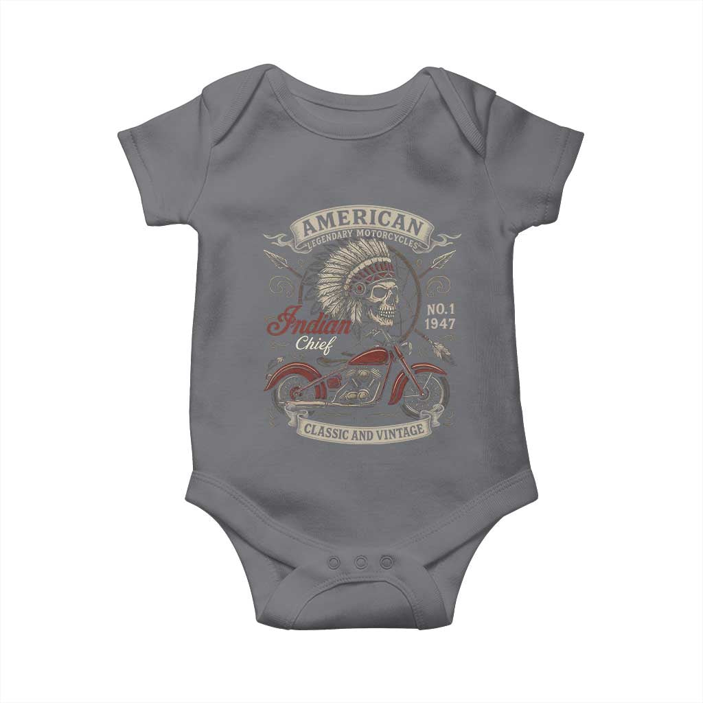 American Legendary Motorcycle Indian Chief Baby Onesie No 1 Classic And Vintage Skull - Wonder Print Shop