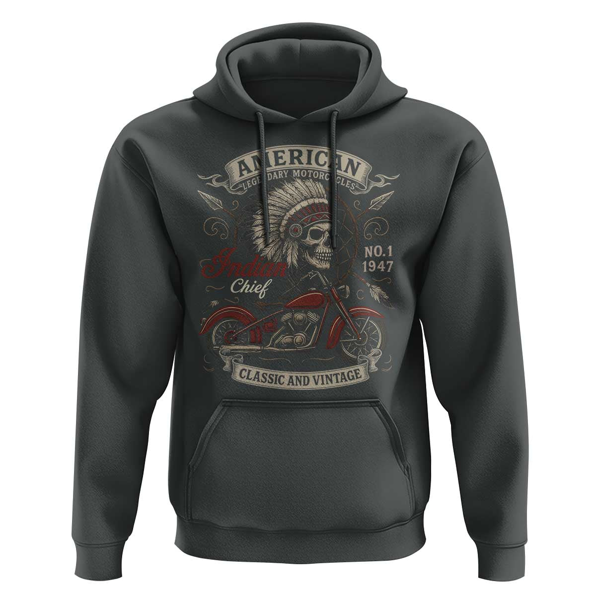 American Legendary Motorcycle Indian Chief Hoodie No 1 Classic And Vintage Skull - Wonder Print Shop