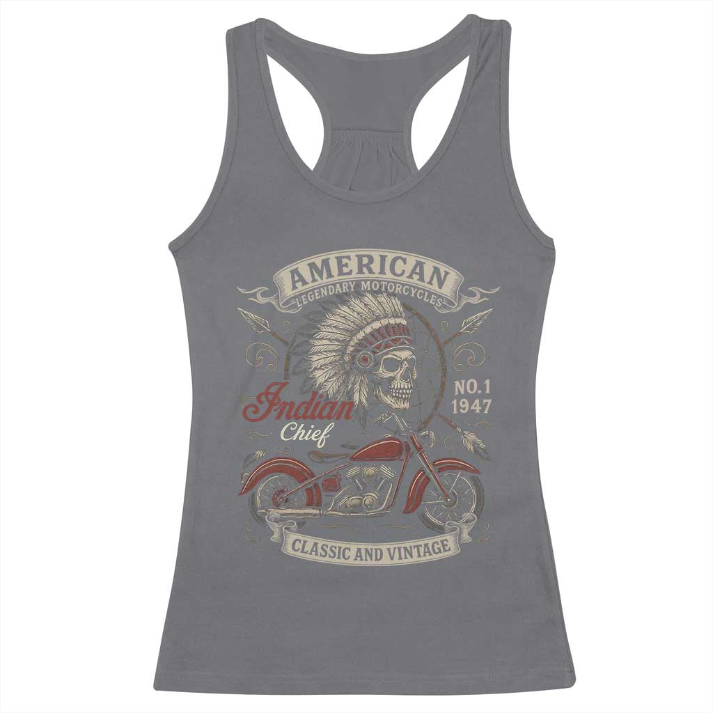 American Legendary Motorcycle Indian Chief Racerback Tank Top No 1 Classic And Vintage Skull - Wonder Print Shop
