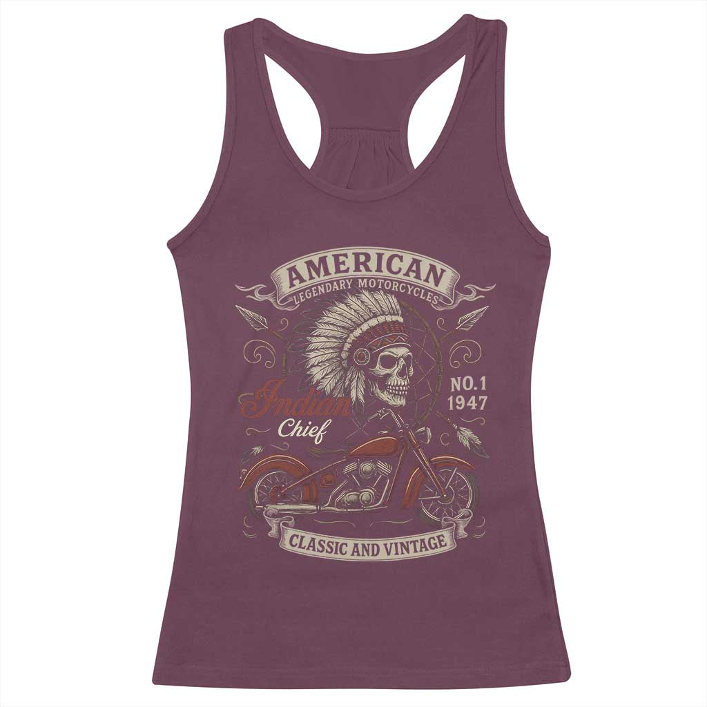 American Legendary Motorcycle Indian Chief Racerback Tank Top No 1 Classic And Vintage Skull - Wonder Print Shop