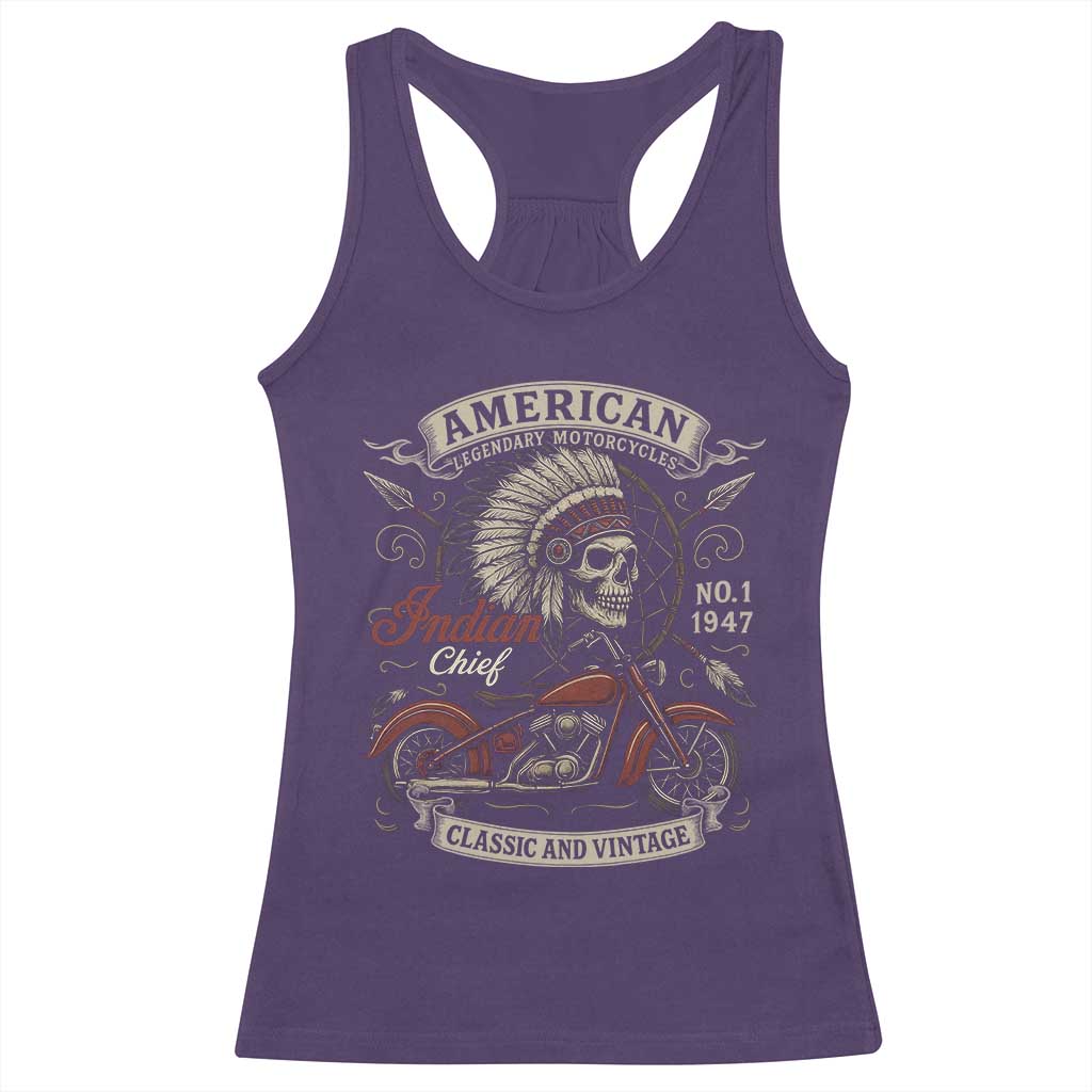 American Legendary Motorcycle Indian Chief Racerback Tank Top No 1 Classic And Vintage Skull - Wonder Print Shop
