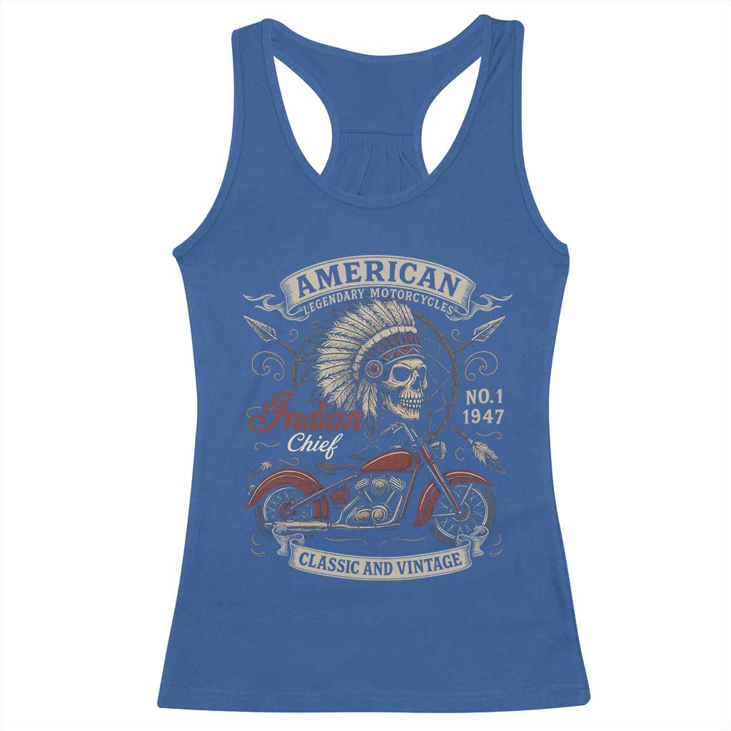 American Legendary Motorcycle Indian Chief Racerback Tank Top No 1 Classic And Vintage Skull - Wonder Print Shop