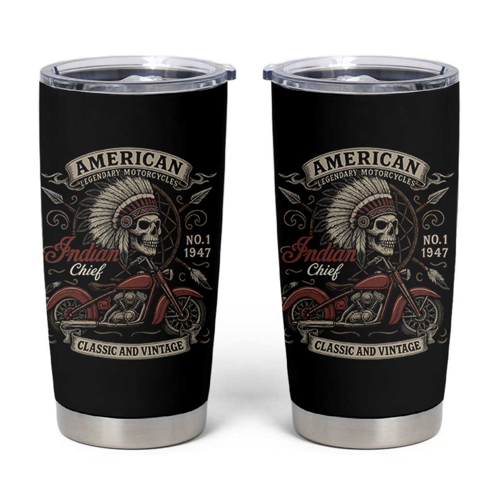 American Legendary Motorcycle Indian Chief Tumbler Cup No 1 Classic And Vintage Skull - Wonder Print Shop