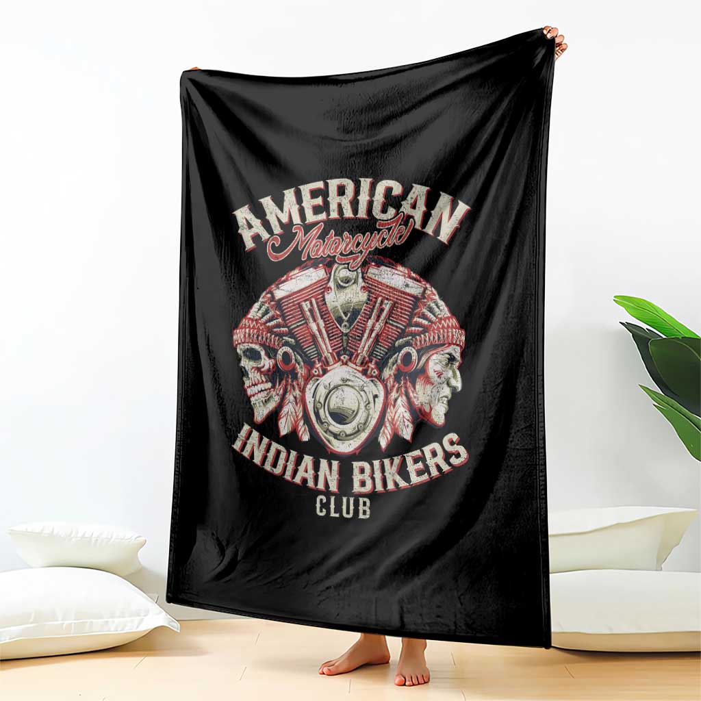 American Legendary Motorcycle Indian Biker Club Throw Blanket Vintage Motorbike Engine Native American Skull - Wonder Print Shop