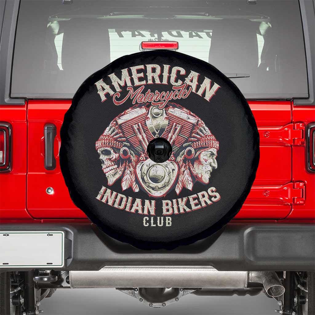 American Legendary Motorcycle Indian Biker Club Spare Tire Cover Vintage Motorbike Engine Native American Skull - Wonder Print Shop