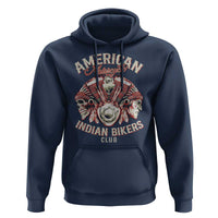 American Legendary Motorcycle Indian Biker Club Hoodie Vintage Motorbike Engine Native American Skull - Wonder Print Shop