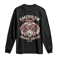 American Legendary Motorcycle Indian Biker Club Long Sleeve Shirt Vintage Motorbike Engine Native American Skull - Wonder Print Shop