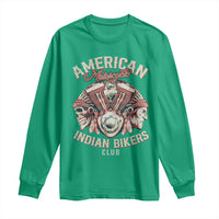 American Legendary Motorcycle Indian Biker Club Long Sleeve Shirt Vintage Motorbike Engine Native American Skull - Wonder Print Shop