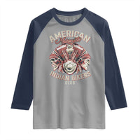 American Legendary Motorcycle Indian Biker Club Raglan Shirt Vintage Motorbike Engine Native American Skull - Wonder Print Shop