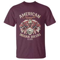 American Legendary Motorcycle Indian Biker Club T Shirt Vintage Motorbike Engine Native American Skull - Wonder Print Shop