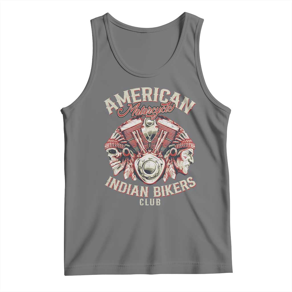 American Legendary Motorcycle Indian Biker Club Tank Top Vintage Motorbike Engine Native American Skull - Wonder Print Shop