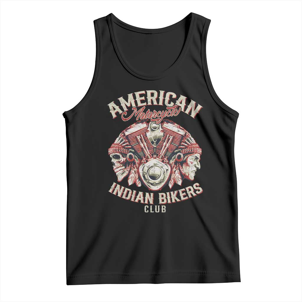 American Legendary Motorcycle Indian Biker Club Tank Top Vintage Motorbike Engine Native American Skull - Wonder Print Shop
